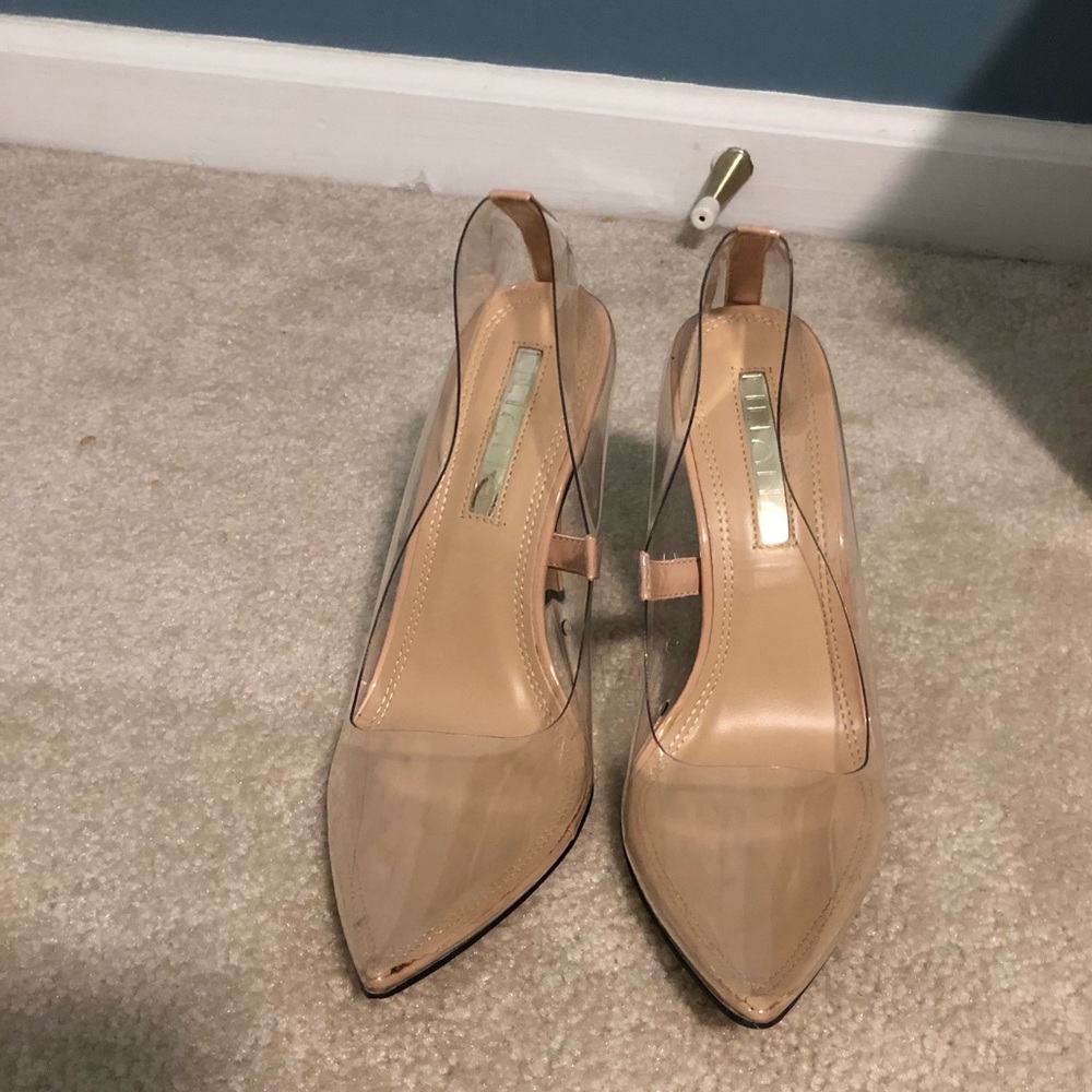 Clear heels with nude bottom